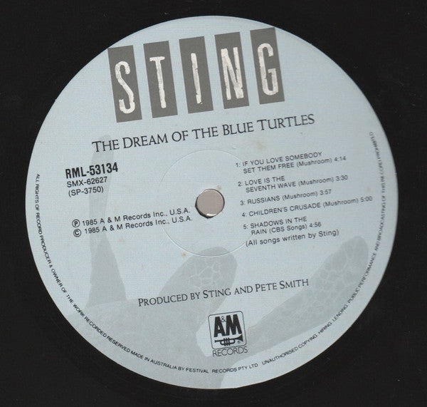 Sting – The Dream Of The Blue Turtles LP vinyl record, image 3 of 6