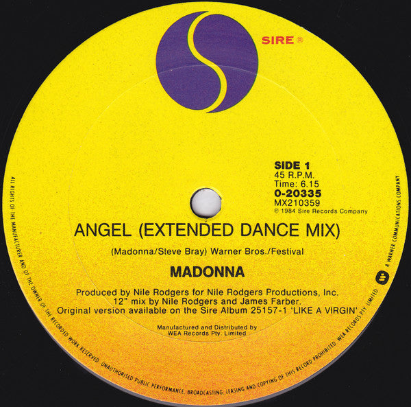 Madonna – Angel (Extended Dance Mix) 12" vinyl record, image 3 of 4