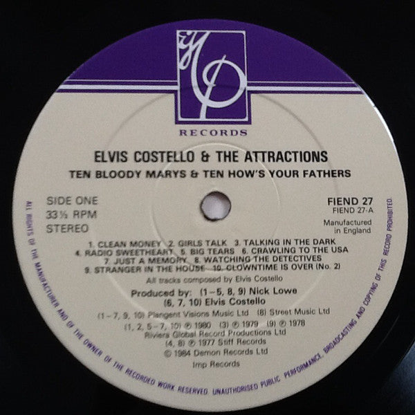 Elvis Costello & The Attractions – Ten Bloody Marys & Ten How's Your Fathers LP vinyl record, image 3 of 4
