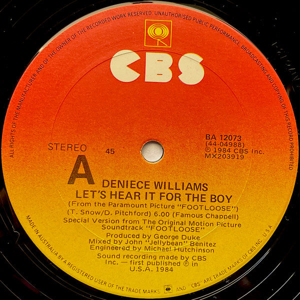 Deniece Williams – Let's Hear It For The Boy (Extended Dance Remix) 12" vinyl record, image 3 of 4