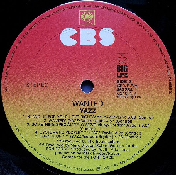 Yazz – Wanted LP vinyl record, image 6 of 6