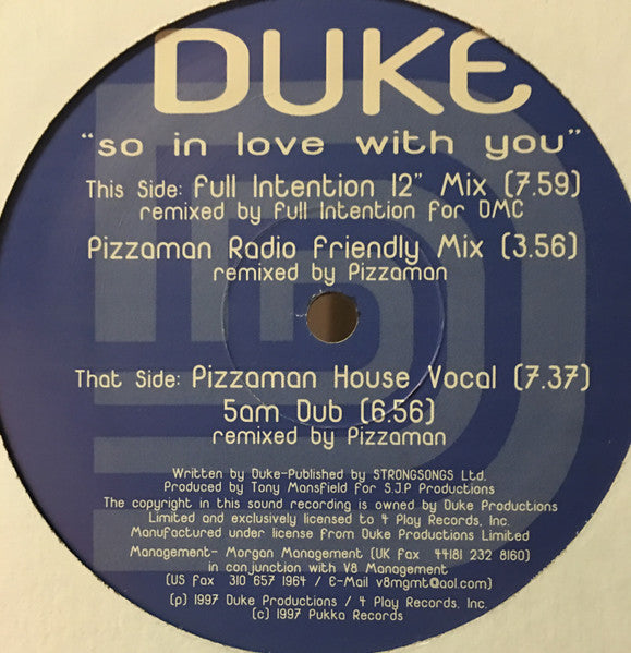 Duke – So In Love With You 12" vinyl record, image 1 of 2