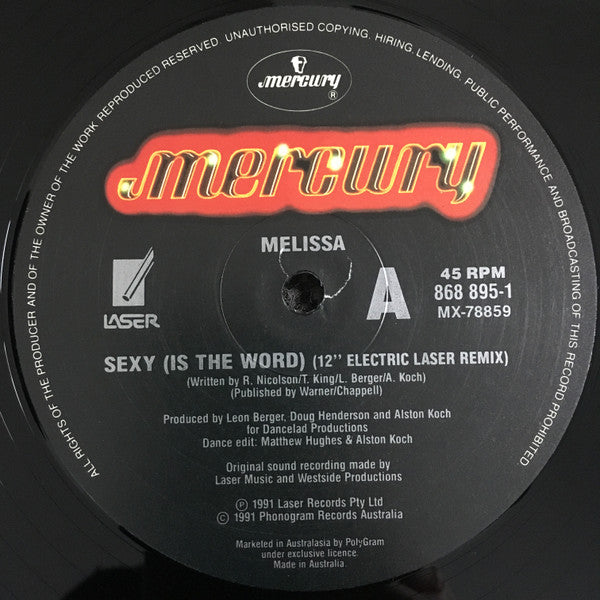 Melissa Tkautz – Sexy (Is The Word) 12" vinyl record, image 3 of 4