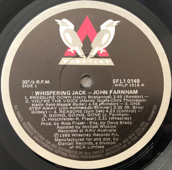 John Farnham – Whispering Jack LP vinyl record, image 4 of 5