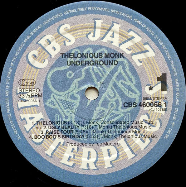 Thelonious Monk – Underground LP vinyl record, image 3 of 6