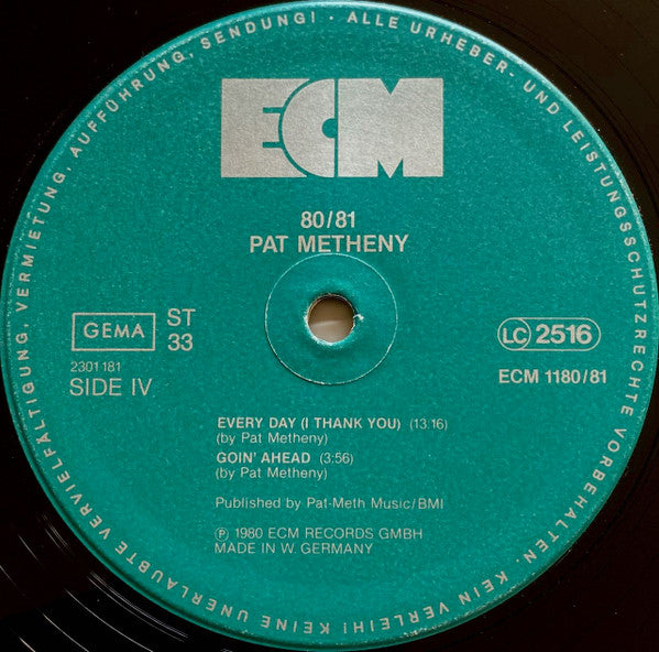 Pat Metheny, Charlie Haden, Jack DeJohnette, Dewey Redman, Michael Brecker – 80/81 (2xLP) LP vinyl record, image 8 of 10