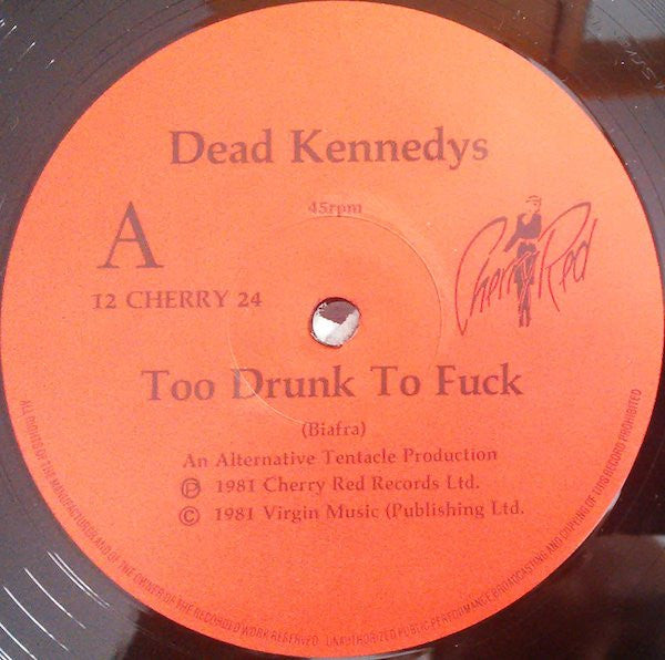 Dead Kennedys – Too Drunk To Fuck 12" vinyl record, image 3 of 5