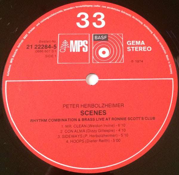 Peter Herbolzheimer, Peter Herbolzheimer Rhythm Combination & Brass – Scenes (Live At Ronnie Scott's Club) LP vinyl record, image 4 of 4