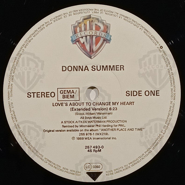 Donna Summer – Love's About To Change My Heart 12" vinyl record, image 3 of 4