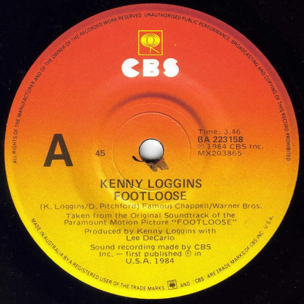Kenny Loggins – Footloose 7" vinyl record, image 3 of 4