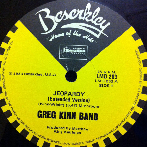 Greg Kihn Band – Jeopardy (Special Extended Version) 12" vinyl record, image 3 of 4