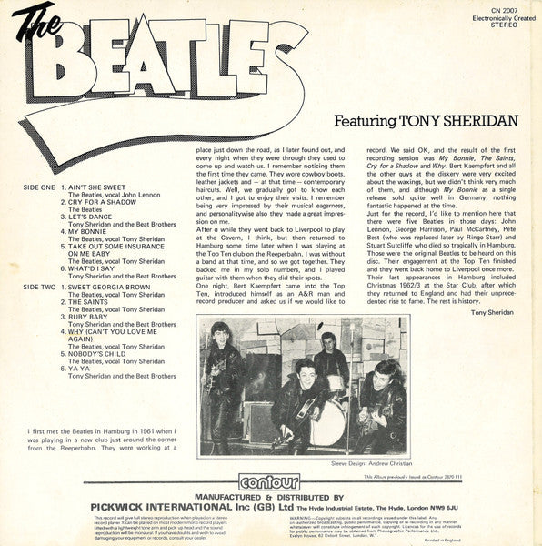The Beatles, Tony Sheridan – The Beatles Featuring Tony Sheridan LP vinyl record, image 2 of 4
