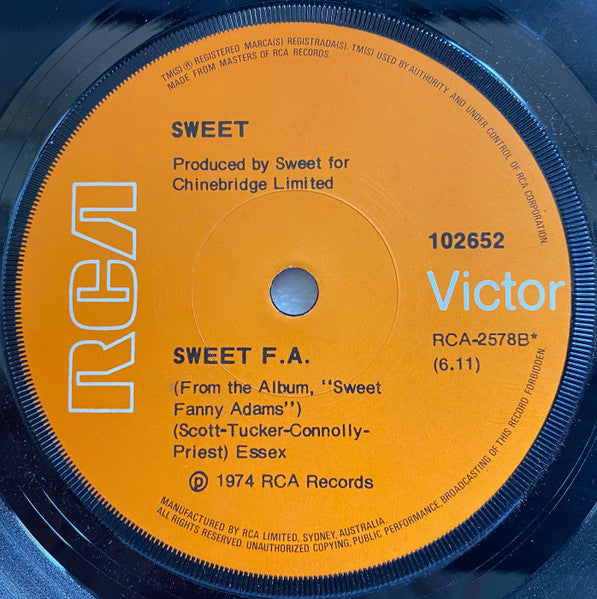 The Sweet – Action 7" vinyl record, image 2 of 2
