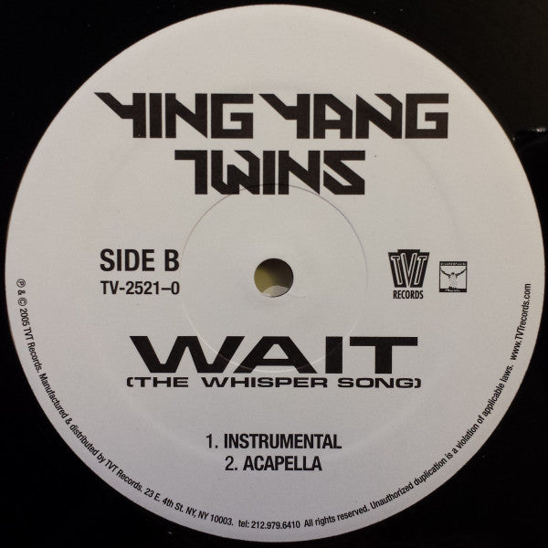 Ying Yang Twins – Wait (The Whisper Song) 12" vinyl record, image 3 of 4