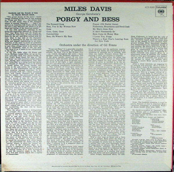 Miles Davis – Porgy And Bess LP vinyl record, image 2 of 4