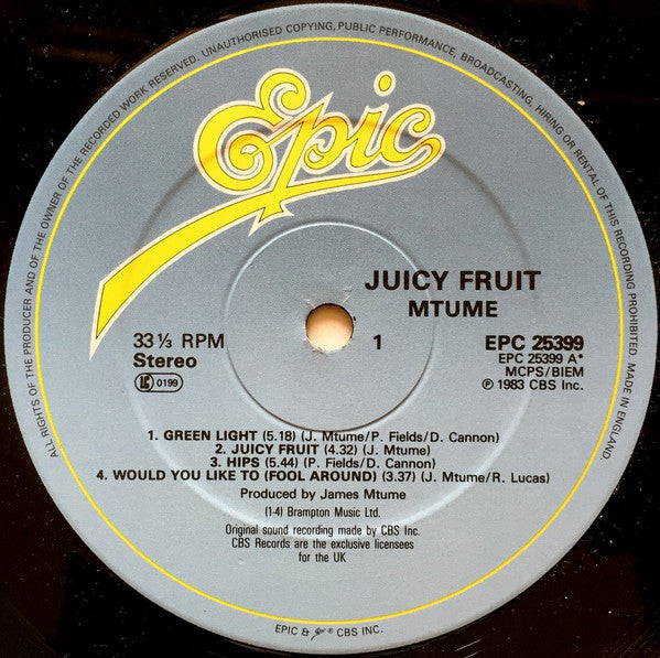 Mtume – Juicy Fruit LP vinyl record, image 3 of 4