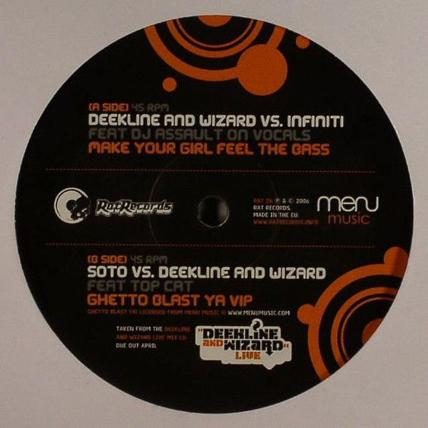Deekline & Wizard, DJ Infiniti, Soto – Make Your Girl Feel The Bass / Ghetto Blast Ya VIP 12" vinyl record, image 1 of 2