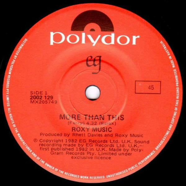 Roxy Music – More Than This 7" vinyl record, image 3 of 4