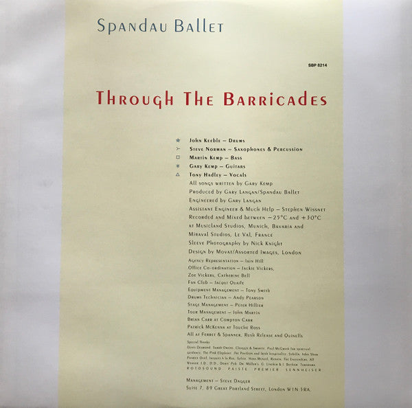 Spandau Ballet – Through The Barricades LP vinyl record, image 4 of 6
