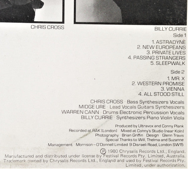 Ultravox – Vienna LP vinyl record, image 5 of 7