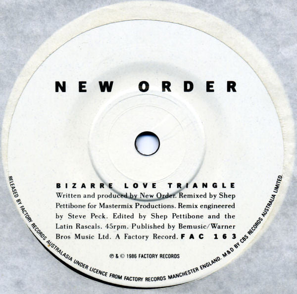 New Order – Bizarre Love Triangle / State Of The Nation 7" vinyl record, image 3 of 4