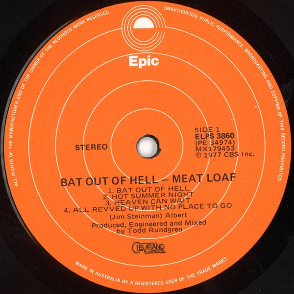 Meat Loaf – Bat Out Of Hell LP vinyl record, image 6 of 7
