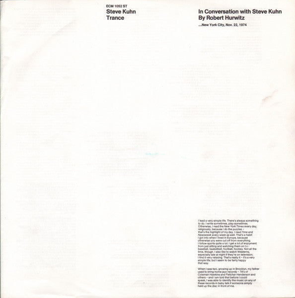 Steve Kuhn – Trance LP vinyl record, image 3 of 10