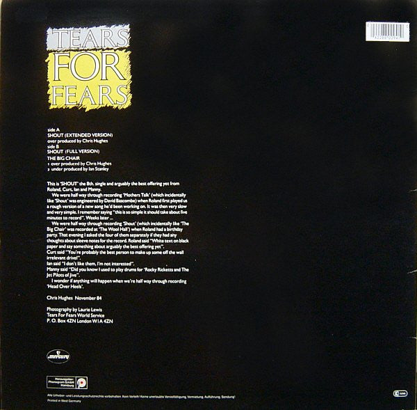 Tears For Fears – Shout (Extended Version) 12" vinyl record, image 2 of 10