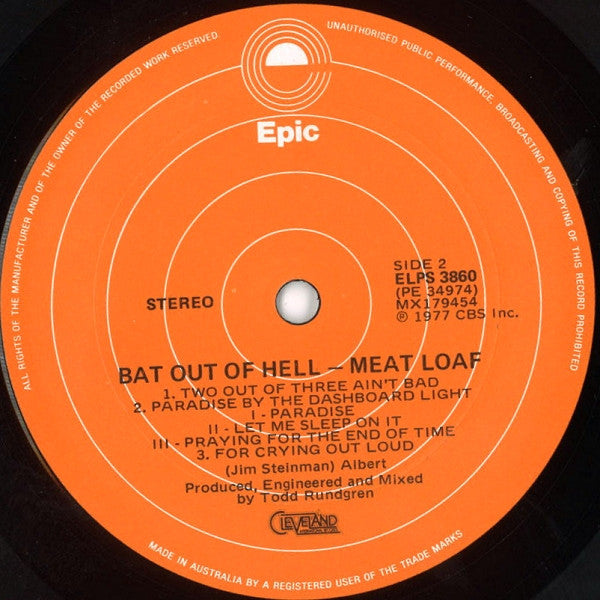 Meat Loaf – Bat Out Of Hell LP vinyl record, image 7 of 7