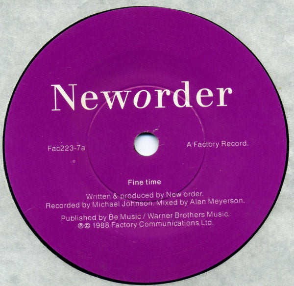 New Order – Fine Time 7" vinyl record, image 3 of 4