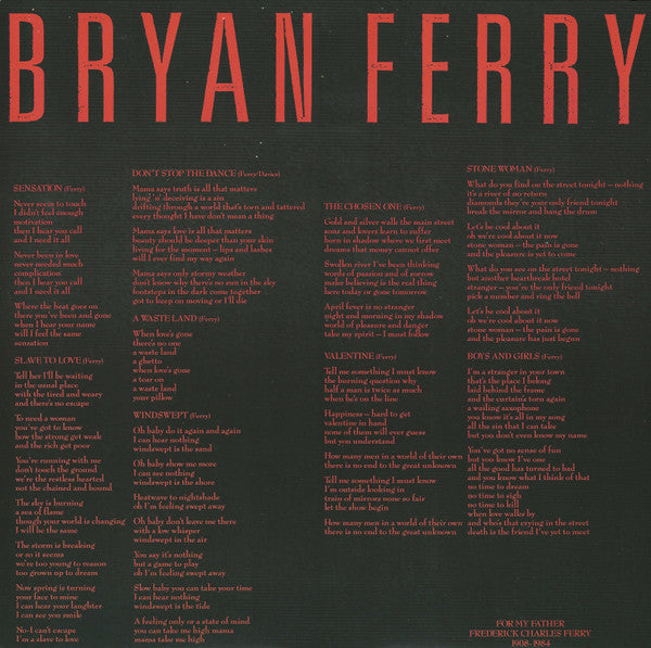 Bryan Ferry – Boys And Girls LP vinyl record, image 6 of 7