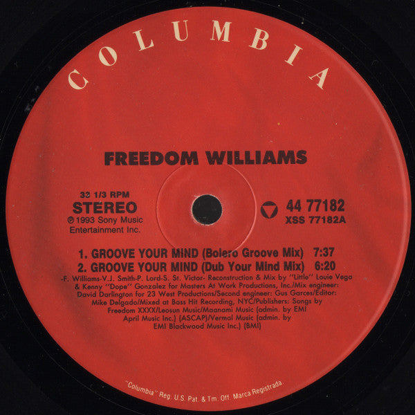 Freedom Williams – Groove Your Mind 12" vinyl record, image 3 of 4