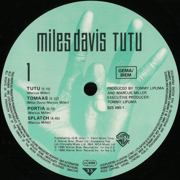 Miles Davis – Tutu LP vinyl record, image 3 of 10