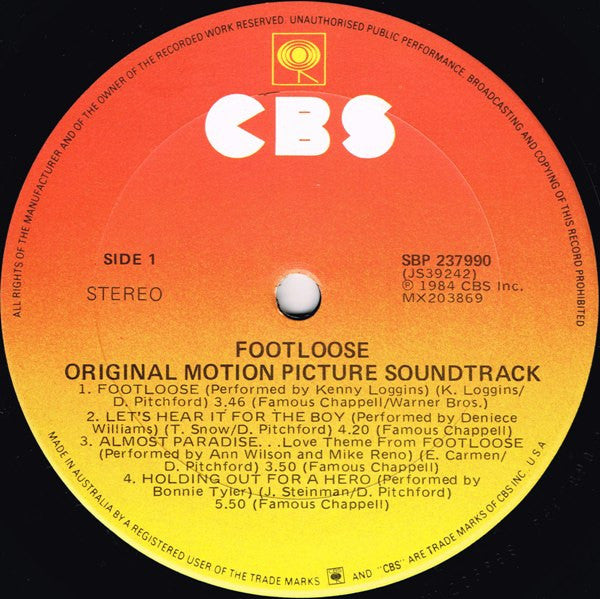 Various – Footloose (Original Soundtrack Of The Paramount Motion Picture) LP vinyl record, image 3 of 7