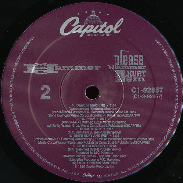 MC Hammer – Please Hammer Don't Hurt 'Em LP vinyl record, image 4 of 4