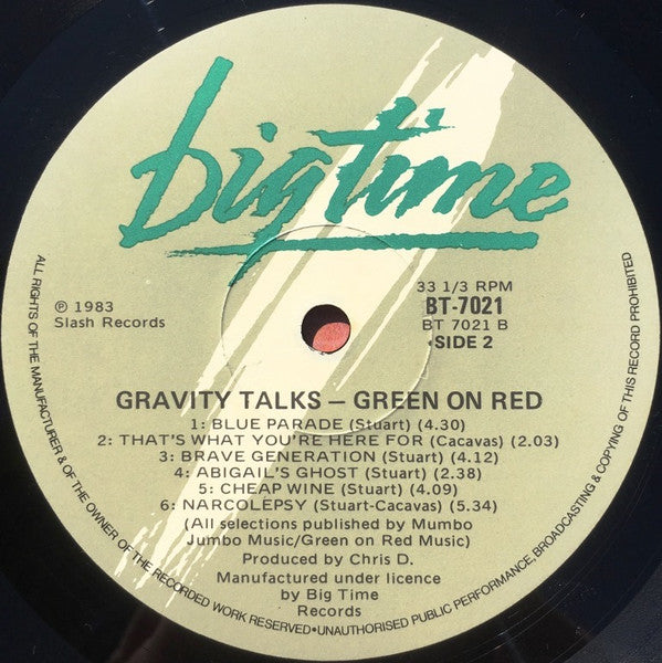 Green On Red – Gravity Talks LP vinyl record, image 4 of 4