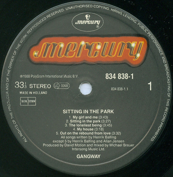 Gangway – Sitting In The Park LP vinyl record, image 3 of 6