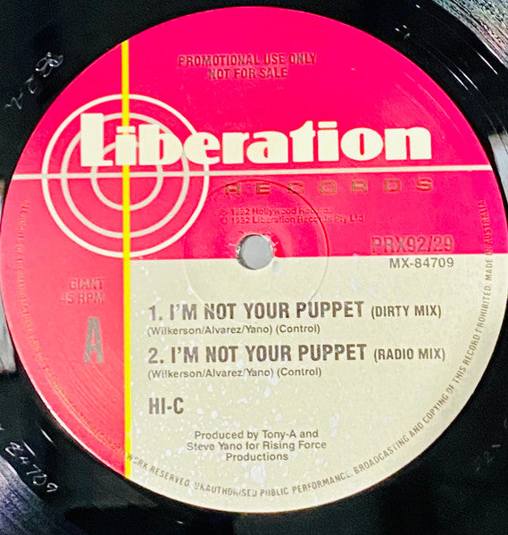 Hi-C, Prince Akeem – I'm Not Your Puppet / Brothers Want Base 12" vinyl record, image 2 of 2