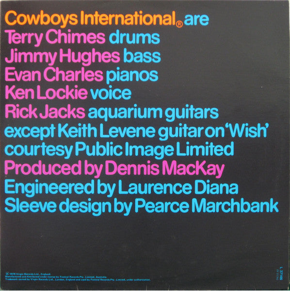 Cowboys International – The Original Sin LP vinyl record, image 2 of 4