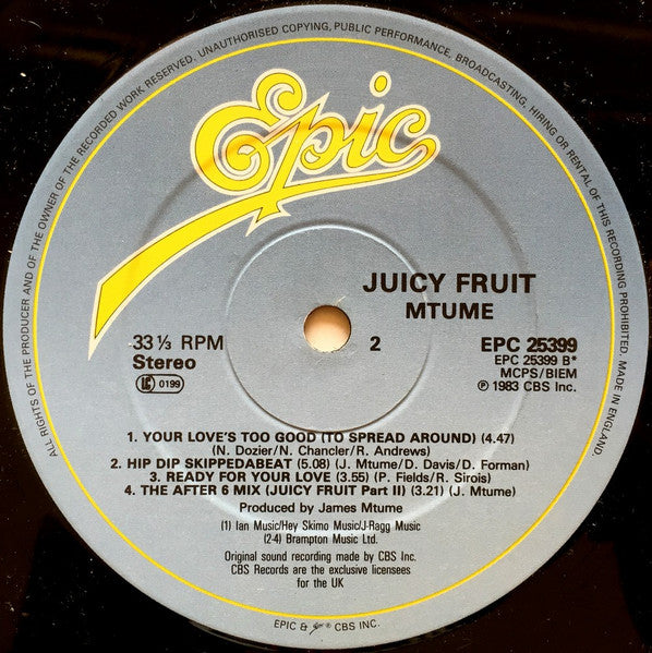 Mtume – Juicy Fruit LP vinyl record, image 4 of 4