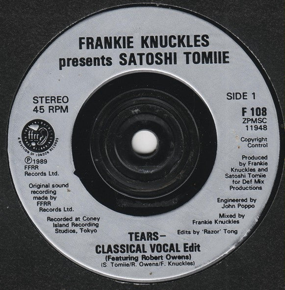 Frankie Knuckles, Satoshi Tomiie – Tears 7" vinyl record, image 3 of 4