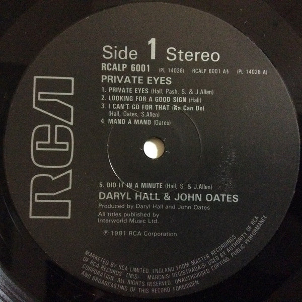 Daryl Hall & John Oates – Private Eyes LP vinyl record, image 3 of 8
