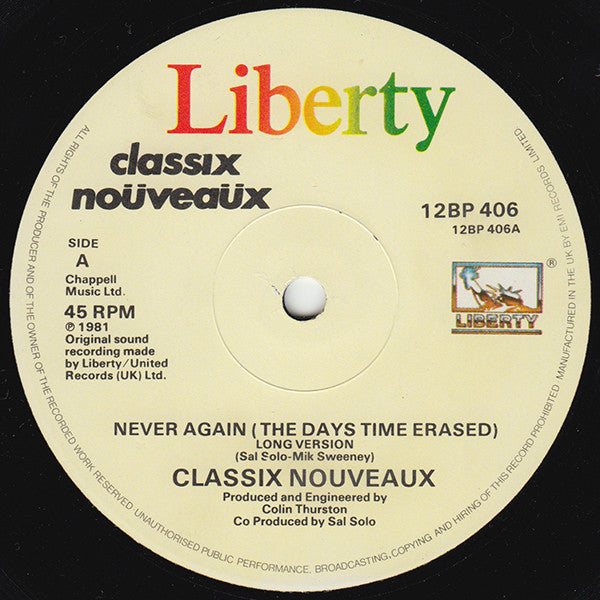 Classix Nouveaux – Never Again... 12" vinyl record, image 3 of 4