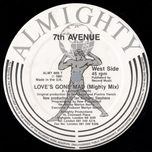 Seventh Avenue – Love's Gone Mad (90's Remixes) 12" vinyl record, image 1 of 2