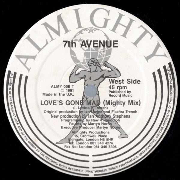 Seventh Avenue – Love's Gone Mad (90's Remixes) 12" vinyl record, image 1 of 2