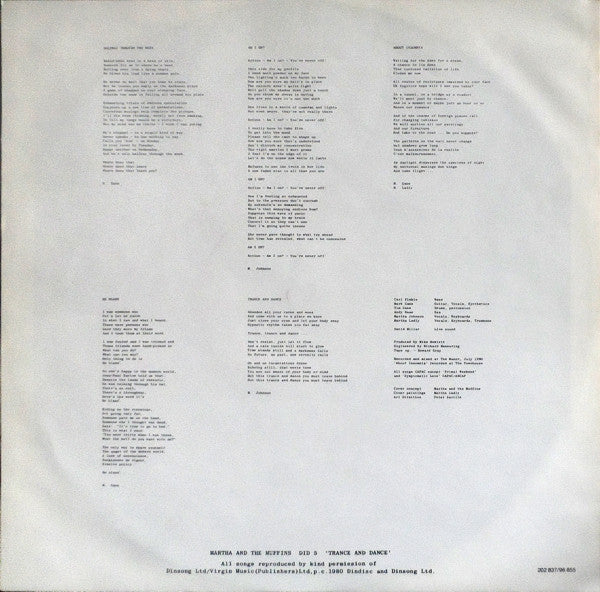 Martha And The Muffins – Trance And Dance LP vinyl record, image 6 of 6