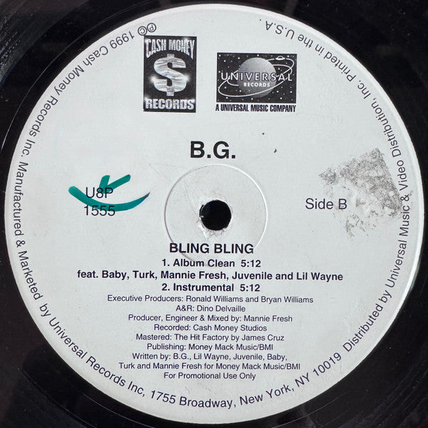 B.G. – Bling Bling 12" vinyl record, image 2 of 2