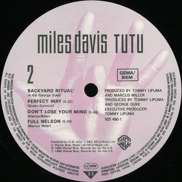 Miles Davis – Tutu LP vinyl record, image 4 of 10