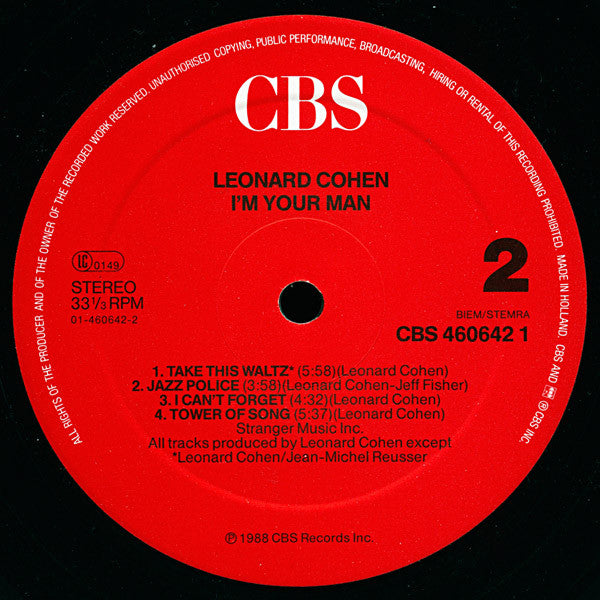 Leonard Cohen – I'm Your Man LP vinyl record, image 4 of 6