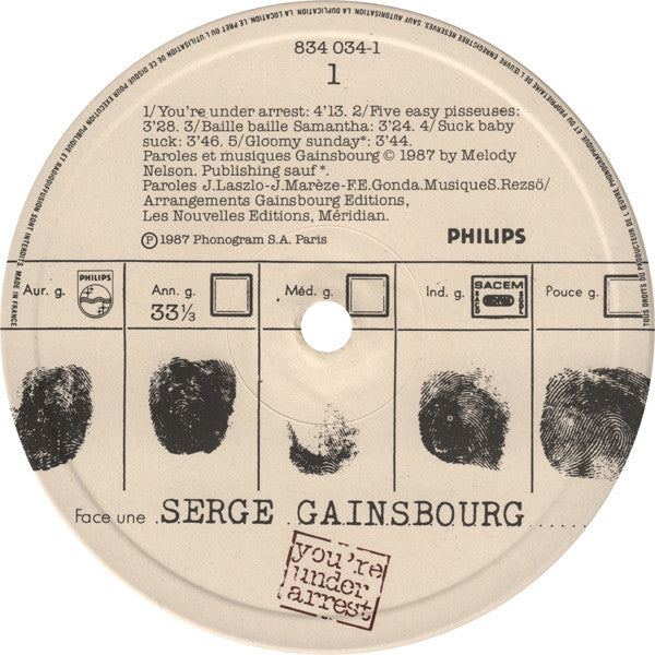 Serge Gainsbourg – You're Under Arrest LP vinyl record, image 3 of 10
